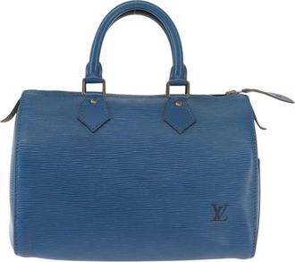 Louis Vuitton Speedy Handbag Epi Leather Blue Leather Handbag (Pre-Owned)