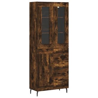 vidaXL Vidaxl - Aparador Alto Madera Contrachapada Roble Ahumado 69,5x34x180 Cm