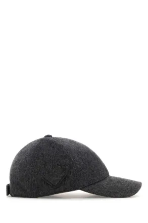 Prada Womens Dark Grey Flannel Baseball Cap Ardesia Cappelli E Fasce Per Capelli Hat