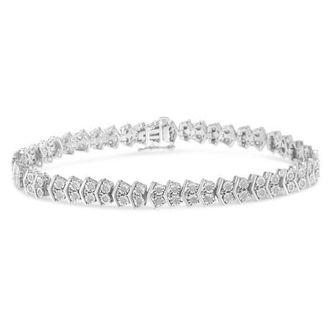 House of Brilliance Silver 1.0 Cttw Chevron 2 Stone Arrow Link Tennis Bracelet in White at Nordstrom