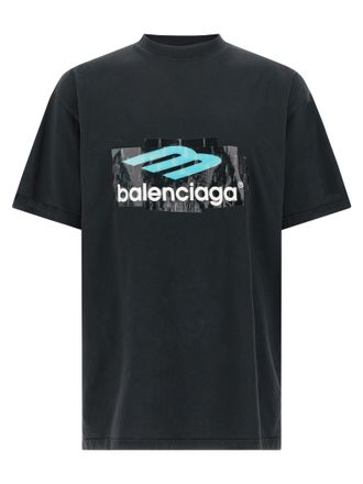 Balenciaga Black Cotton Mens T-Shirt