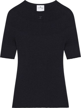 Courr&egrave;ges Solar Light Rib Sweater - Dames - Ronde hals truien - Blauw - L - Truien & Vesten