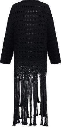 Alanui Womens Love Letter To India Cotton Cardigan - Black - Size Medium