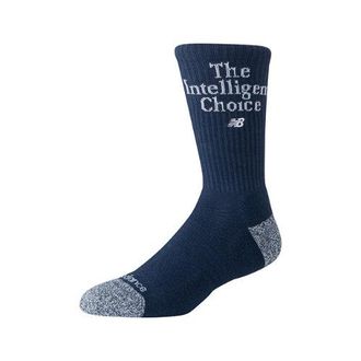 New Balance Unisex Active Premium Graphic Crew Socks 1 Pair in Blue/White Polyester, size X-Large