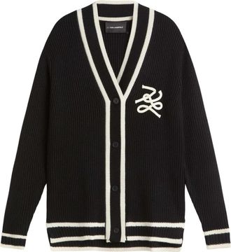 Karl Lagerfeld Autograph Cardigan - Dames - Vesten - Zwart - L - Wol - Truien & Vesten