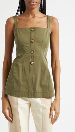 Veronica Beard Kariselle Button-Front Top in Army at Nordstrom, Size 10