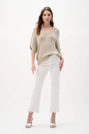 Joseph Ribkoff Viscose And Lurex Sweater Knit Relaxed Top In Moonstone