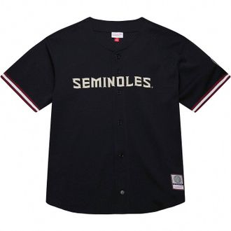 Mitchell & Ness MenS Fsu Seminoles Mush Button-Up Jersey Shirt - Plus In Black