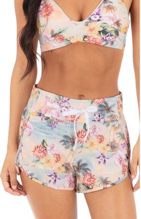 Hurley Scenic Sunset Aquas Cover-Up Shorts in Shell Pink Multi at Nordstrom, Size X-Small