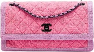 Chanel Pre-owned Vintage Flap Shoulder Bag - Dames - Vintage Schoudertas - Roze - ONE Size - Tweed - Vintage