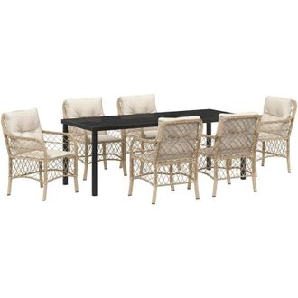 vidaXL Conjunto De Comedor De Jard&iacute;n 7 Pcs Beige Rat&aacute;n Sint&eacute;tico Vidaxl