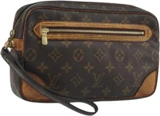 Louis Vuitton Tweedehands Canvas Louis Vuitton tassen - Dames - Vintage Clutch - Bruin - ONE Size - Vintage
