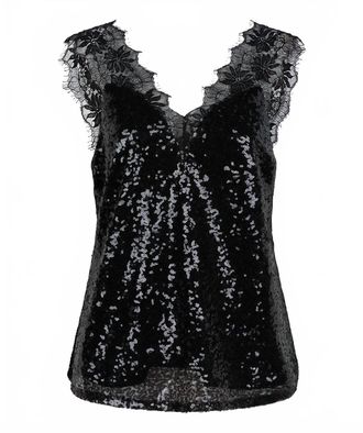 Esqualo Womens Singlet Lace Top In Black