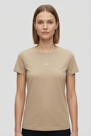 Boss Orange by Hugo Boss T-Shirt BOSS ORANGE Elove Embro Premium Damenmode, Damen, Gr. XL (42), rust, copper 222, Single Jersey, Obermaterial: 100% Baumwolle, unifarben, schma