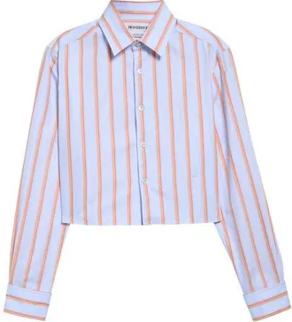 J.W.Anderson Striped Cropped Shirt in Blue/orange at Nordstrom, Size 14