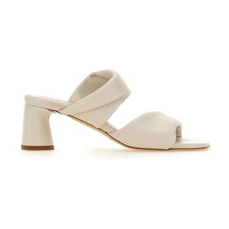 Halmanera Heeled Mules, female, White, Size: 10 US Dally Folded Strap Sandals