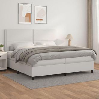 vidaXL Vidaxl - Cama Box Spring Con Colch&oacute;n Cuero Sint&eacute;tico Blanco 200x200 Cm