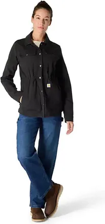 Carhartt Work in Progress Tencel Fiber Series Coat Womens Black Button Front Long Sleeve JAX1515