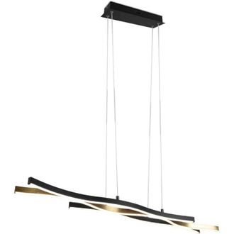 Trio Leuchten Blaze sospensione led 35W 4300lm, 2300+3000+4000K ondulata metallo ottone e nero dimmerabile con interruttore l. 108CM