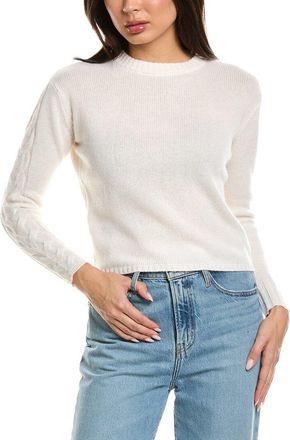 Brodie Cable Sleeve Crewneck Cashmere Sweater