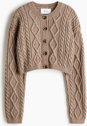 H&M Cable-knit Cardigan in Taupe at Nordstrom, Size Xx-Large