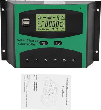 OEM Controlador De Carga Solar De 12v/24v Y 60a, Regulador De Bater&iacute;a Inteligente Para Paneles Solares Pwm De 4 Etapas Con Ajuste Autom&aacute;tico, Pantalla Lcd
