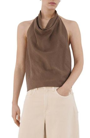 Mango Cowl Halter Neck Top in Brown at Nordstrom, Size X-Small