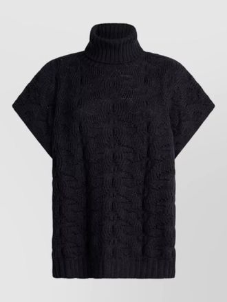 Etro woman turtleneck textured knit short sleeve top