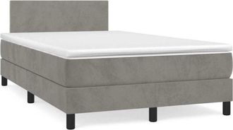 vidaXL Vidaxl - Cama Box Spring Con Colch&oacute;n Terciopelo Gris Claro 120x190 Cm