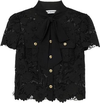 Self Portrait Black Lace Tie Top