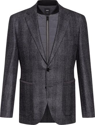HUGO BOSS Mens Notched Neck Regular Fit Blazer Jacket in Medium Grey - Size 38 (Chest)