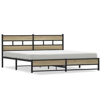 Berkfield Home Metal Bed Frame without Mattress Sonoma Oak 180x200 cm Super King in Brown