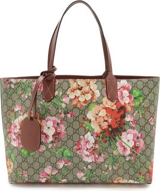 Gucci Gg Blooms Beige Multi-Color Pink Leather Shoulder Bag Tote Bag (Pre-Owned)