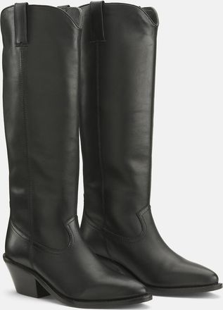La Redoute Collections Leren westernlaarzen met middelhoge hak