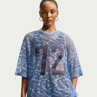 Nike Womens Nike Sportswear Chill Lace Oversized Jersey in Blue | IM8387-486