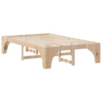 Berkfield Home Floor Bed Frame with Storage Brown 120 x 200 cm Solid pine wood in Light Sand