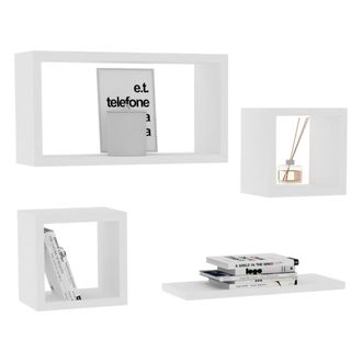 Dmora Estanter&iacute;a Lisignago, 4 Baldas, Modular, Set De 4 Estantes, 24x15x44h Cm Blanco