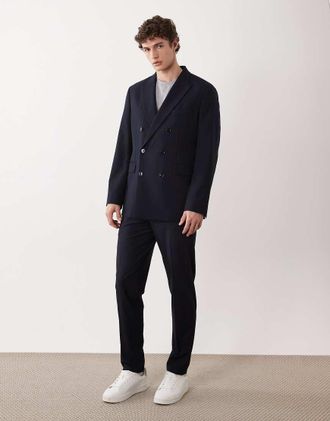 Mango Pantaloni sartoriali slim fit blu navy in coordinato