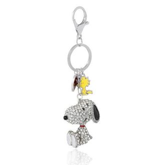 Peanuts Snoopy Crystal Cluster Pav&eacute; Bag Charm Keychain in Clear Crystal at Nordstrom