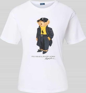 Polo Ralph Lauren T-Shirt mit Motiv-Print und Rundhalsausschnitt in Weiss, Größe XXL