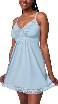 Montelle Intimates Lace Trim Full Bust Support Chemise in Dewdrop/chantilly at Nordstrom, Size Xx-Large