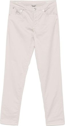 Brunello Cucinelli logo-embroidered trousers - Neutrals