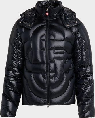 Casablanca Mens Monogram Quilted Nylon Hooded Puffer Jacket