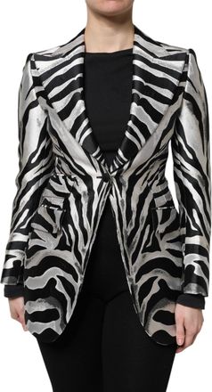 Dolce & Gabbana Black White Polyester Women Blazer Jacket And Silk Clothing