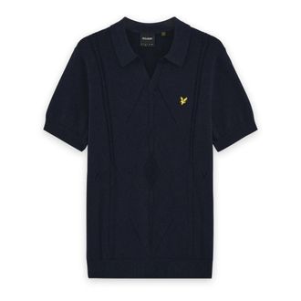 Lyle & Scott Argyle Gebreide Polo - Heren - Truien - Blauw - Maat: L
