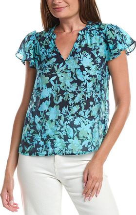 CeCe by Cynthia Steffe Cece Shirred Neck Flutter Sleeve Blouse