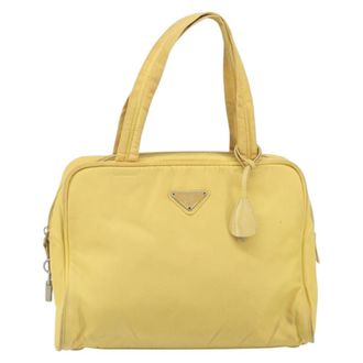Prada Zip Around Tote Tessuto Yellow Nylon Handbag (Pre-Owned)