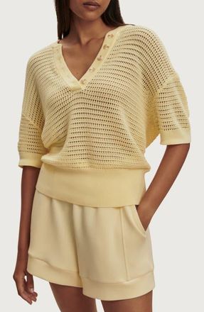 Varley Callie Sheer Knit Cotton Top in Anise Flower at Nordstrom, Size X-Small