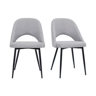 Miliboo Set De 2 Sillas Vintage De Tejido Efecto Aterciopelado Texturizado Gris Y Metal Cosette