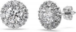 Allurez 1.00ct. Halo Diamond Stud Earrings Platinum (G-H, VS2-SI1)
